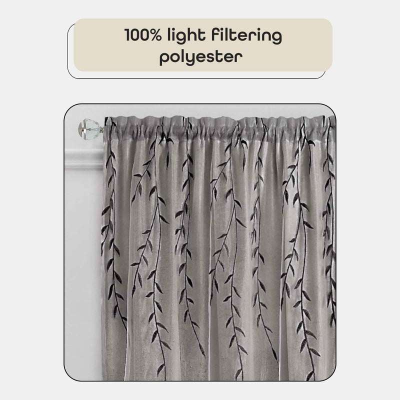 ACHIM Light Filtering Rod Pocket Panel Window Curtain - 84 Inch Length, 42 Inch Width - Grey - Room Darkening & Machine Washable Soft Polyester Drapes for Bedroom Living & Dining Room Home Decor - Image 3